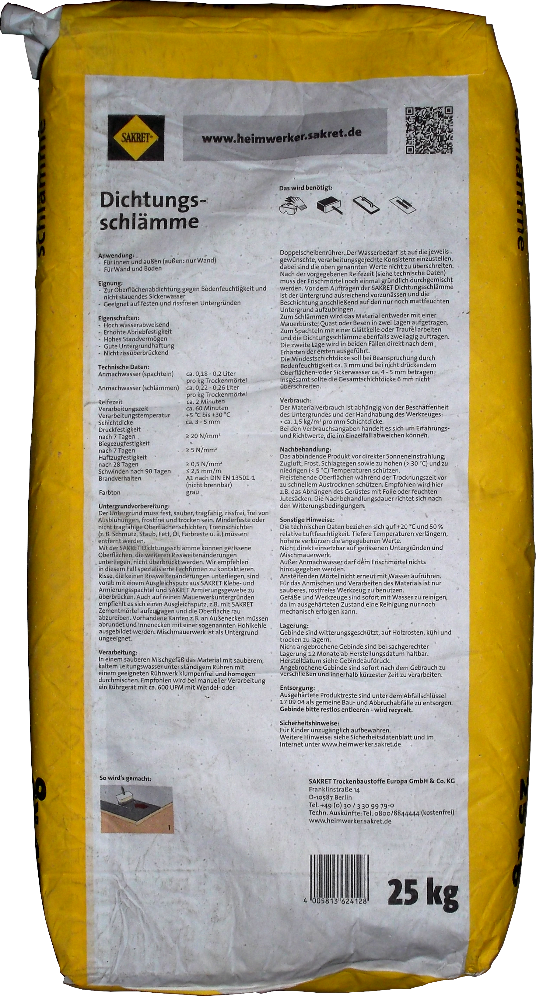 25kg Sakret DIY Dichtungsschlämme mineralisch