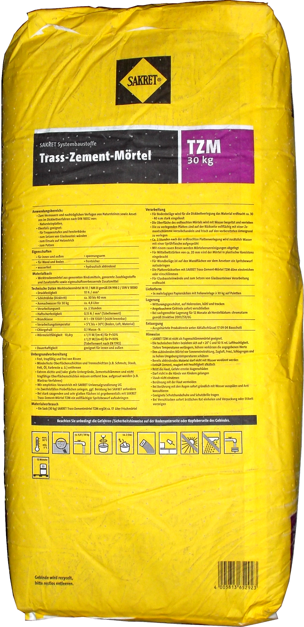 30kg Sakret Trass-Naturstein-Mörtel TZM