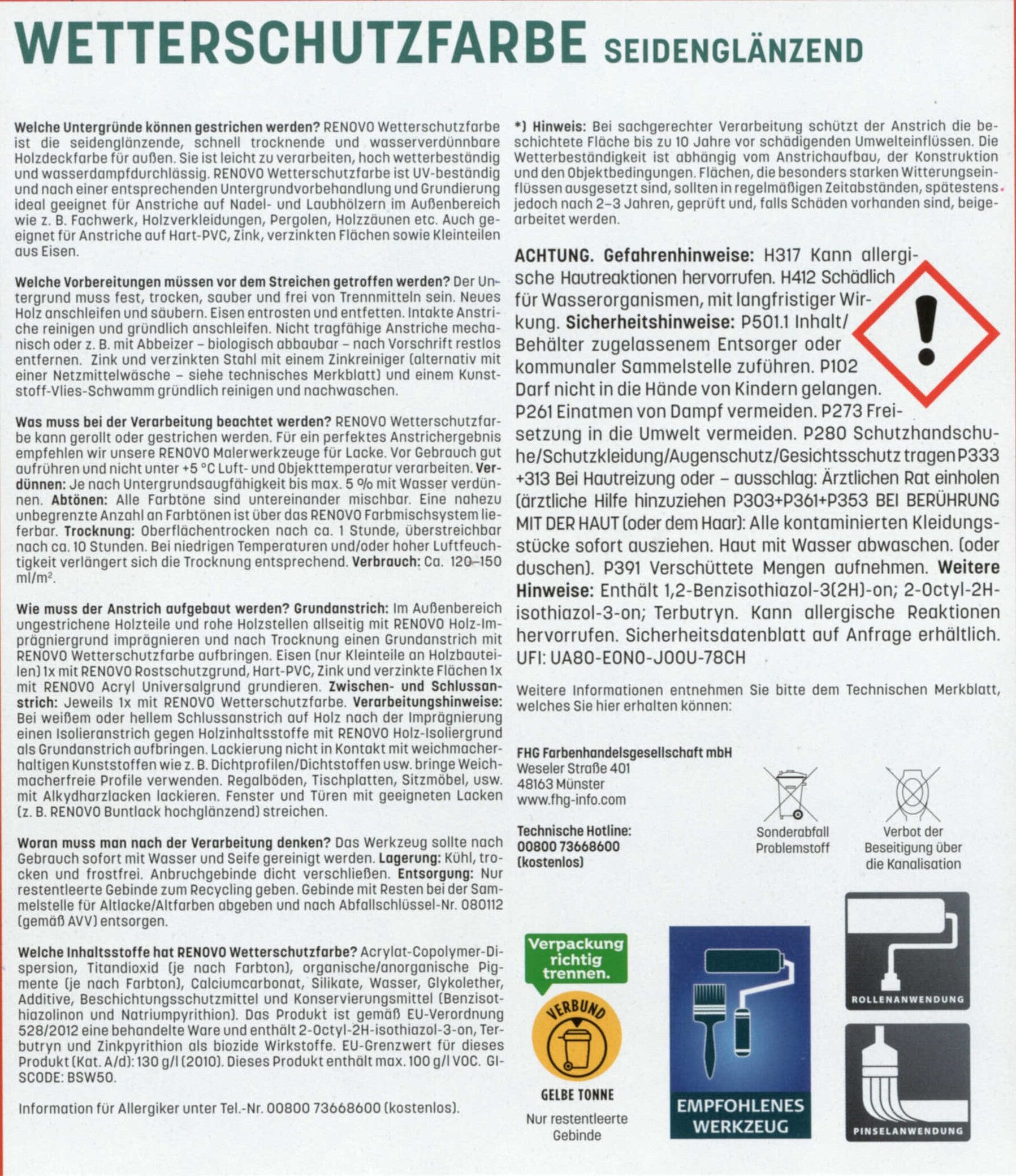 4 L Renovo Wetterschutzfarbe Nr.7016 anthrazitgrau