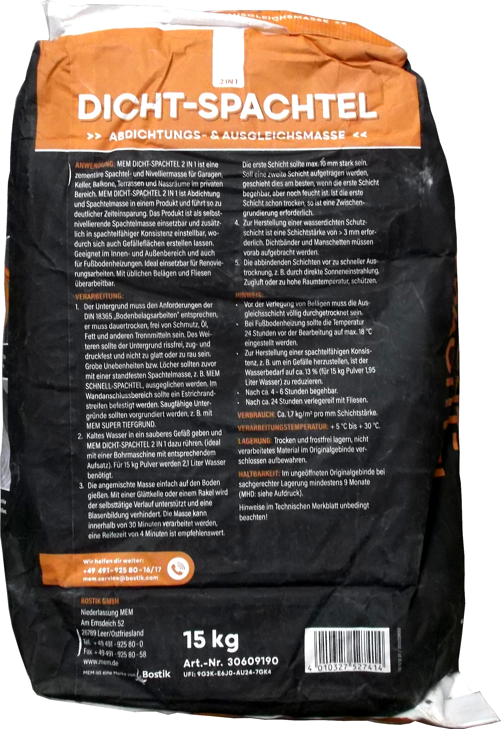 15kg MEM Dicht-Spachtel 2in1