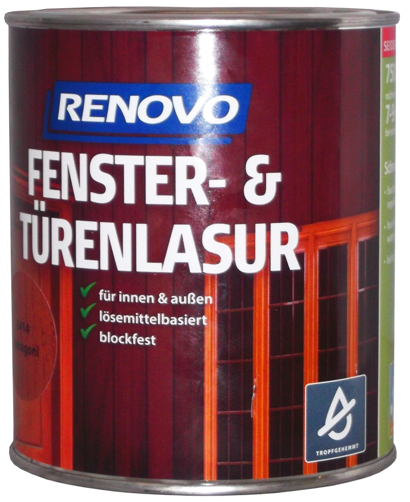 750ml Renovo Fenster&Türenlasur Nr.8414 mahagoni 750ml Renovo Fenster&Türenlasur Nr.8414 mahagoni