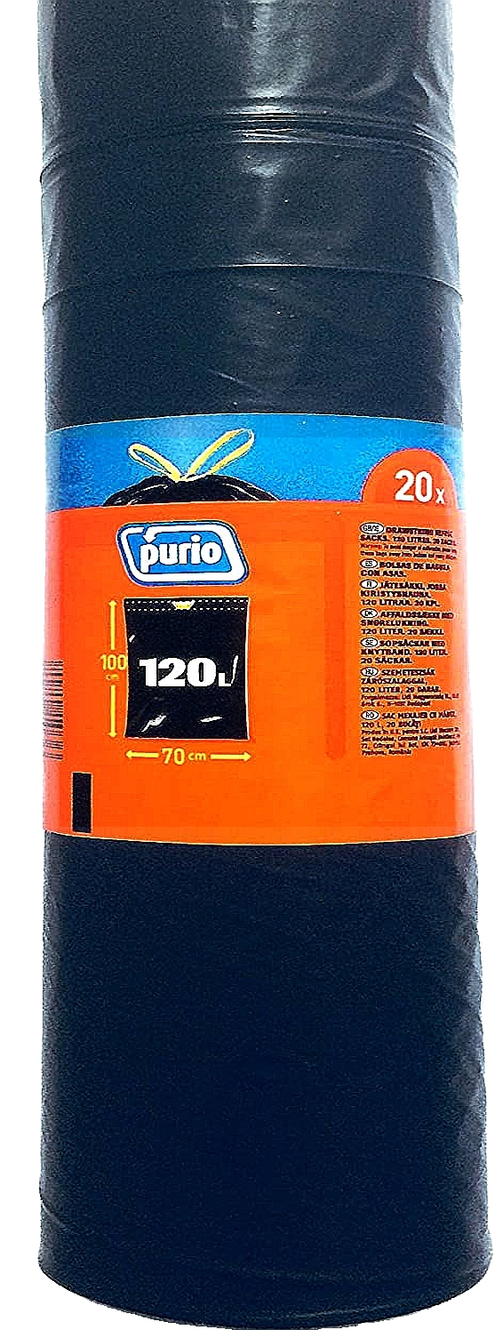 PURIO 120 Liter Abfallsäcke mit Zugband (20/Rolle)