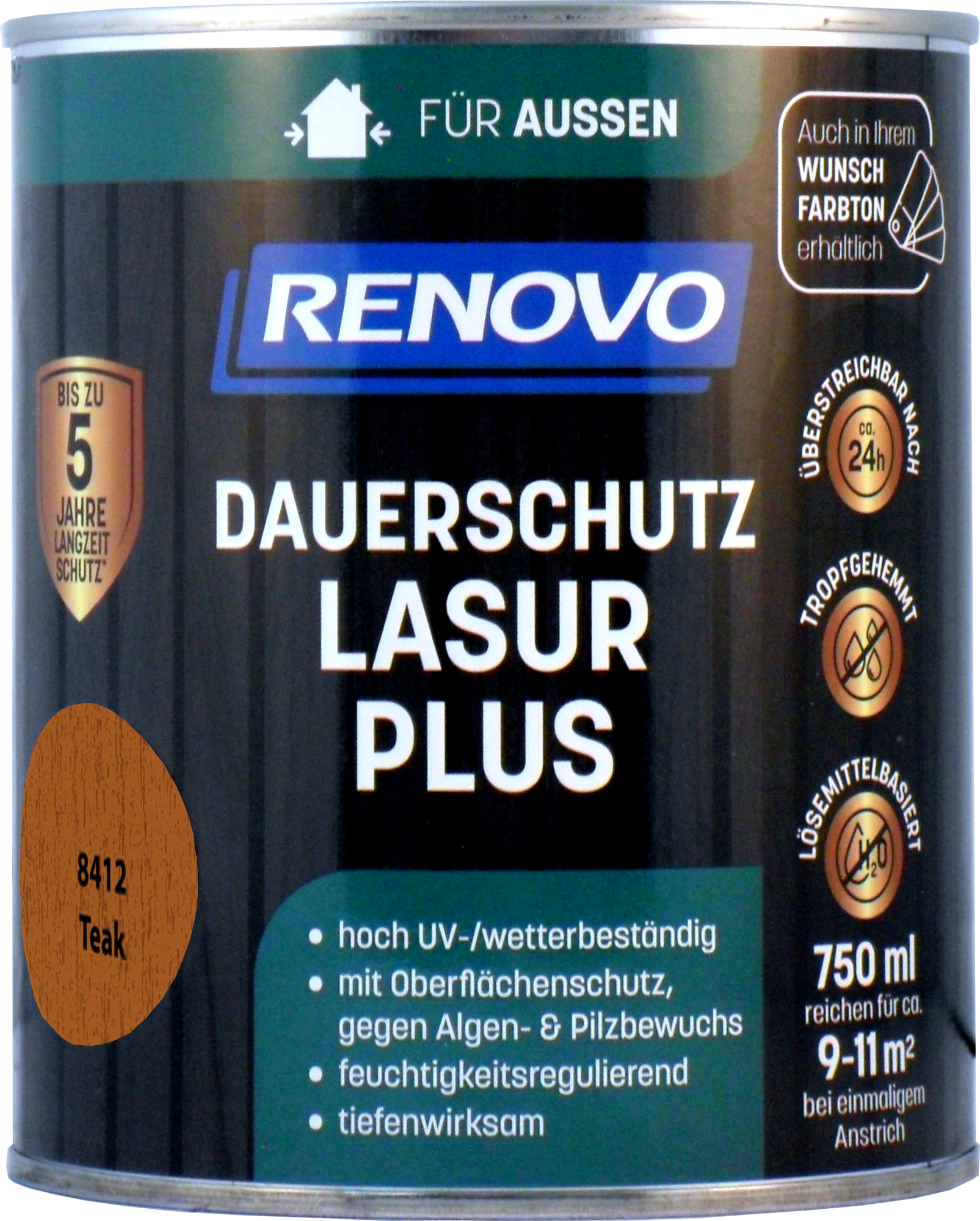 750ml Renovo Dauerschutzlasur PLUS Nr.8412 teak