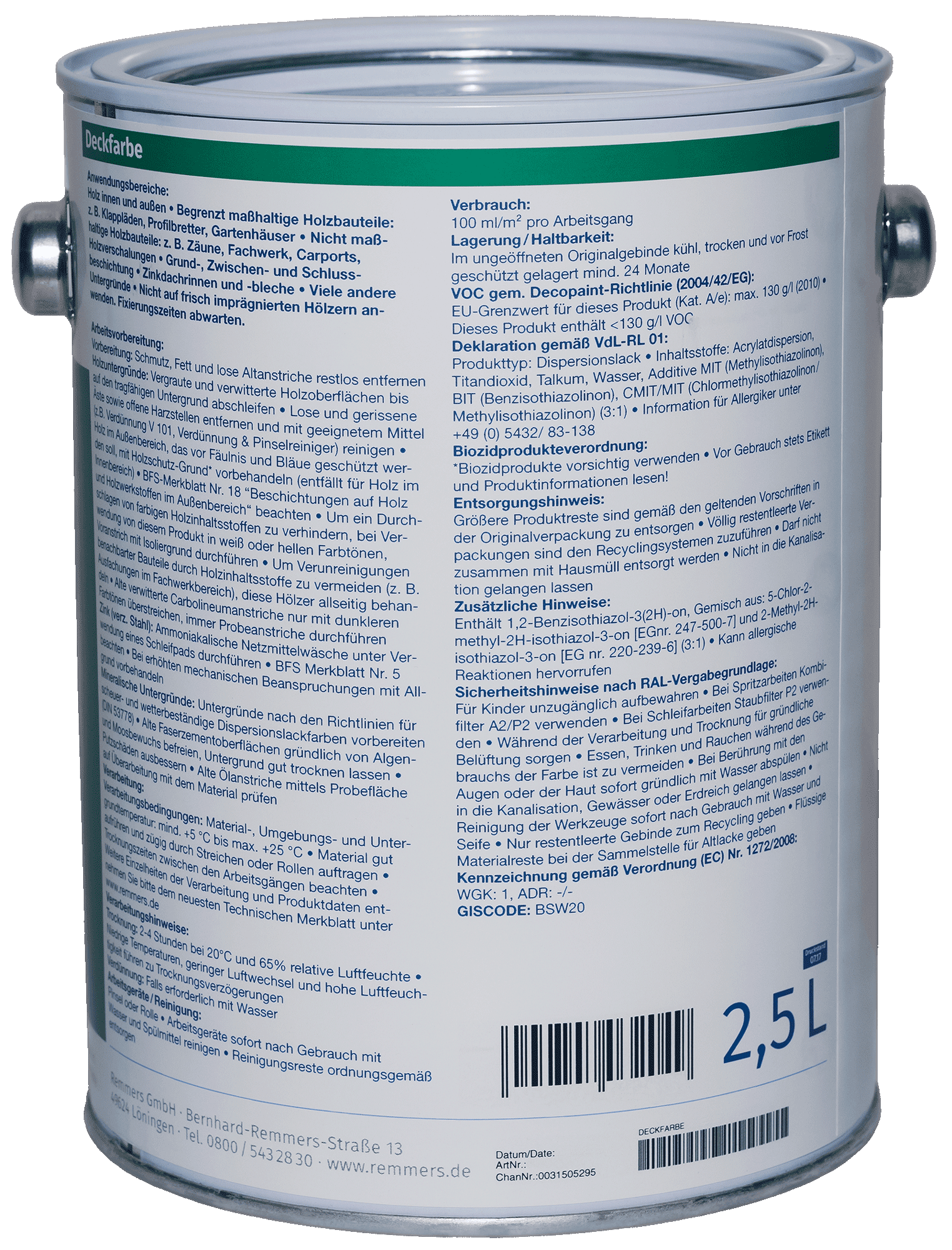 2,5L Remmers Deckfarbe rotbraun