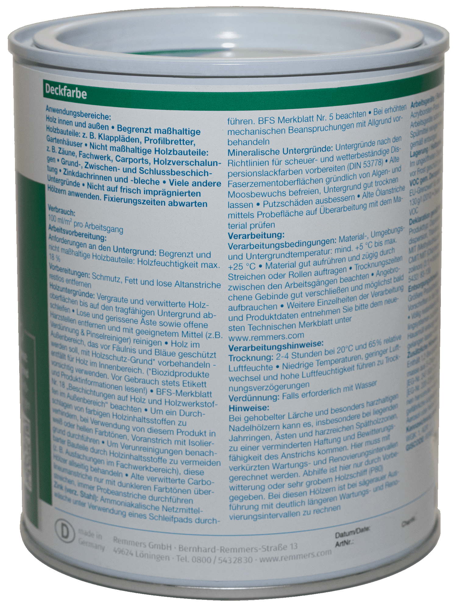 750ml Remmers Deckfarbe Anthrazitgrau