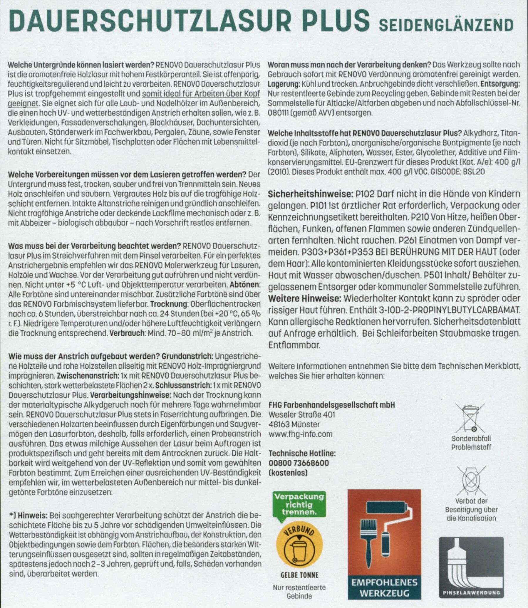 750ml Renovo Dauerschutzlasur PLUS Nr.8414 Mahagoni