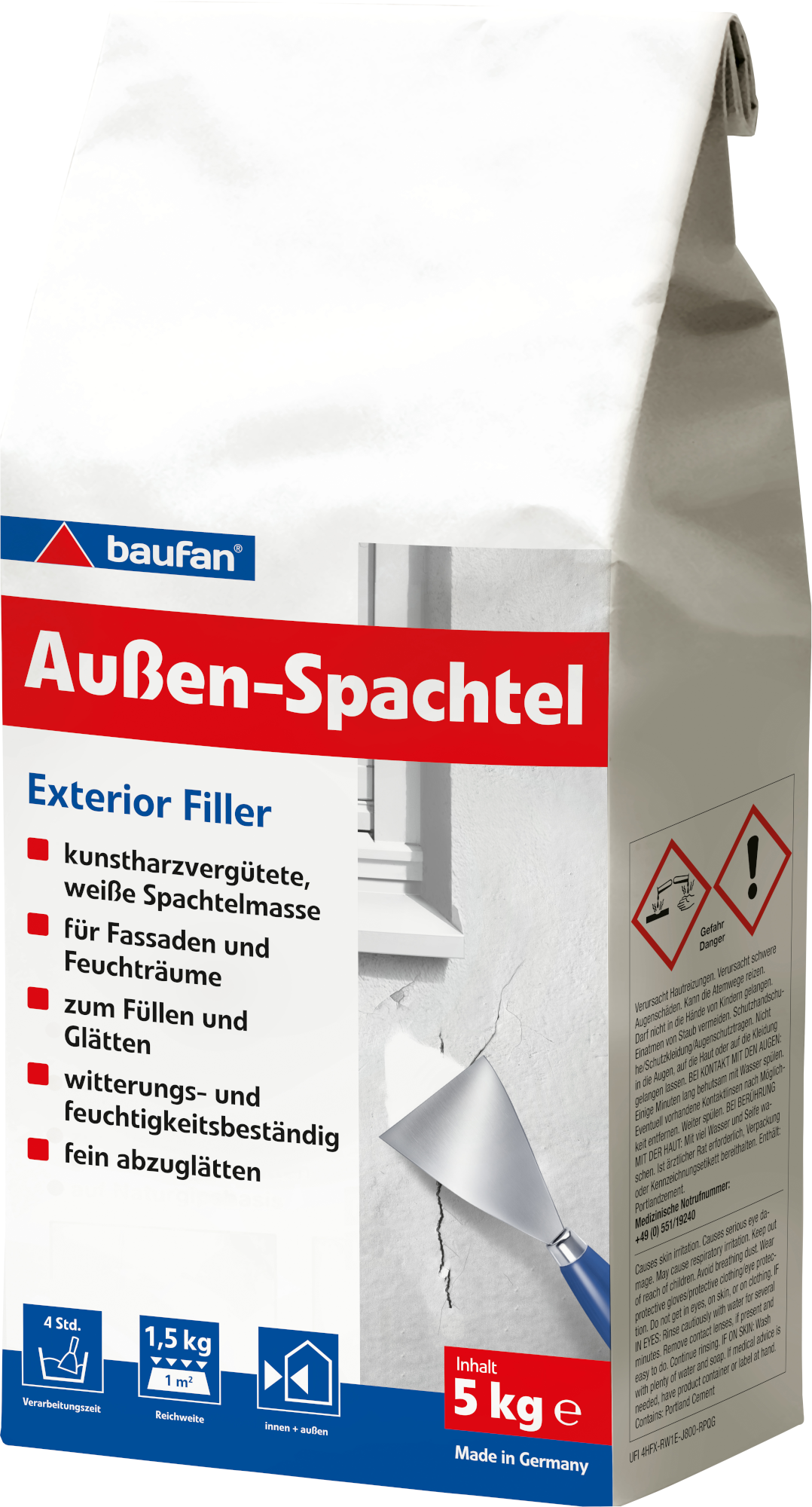 5kg Baufan Außenspachtel Witterungsbeständig