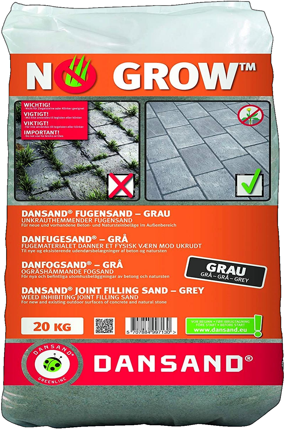 20kg DANSAND NoGrow Fugensand GRAU
