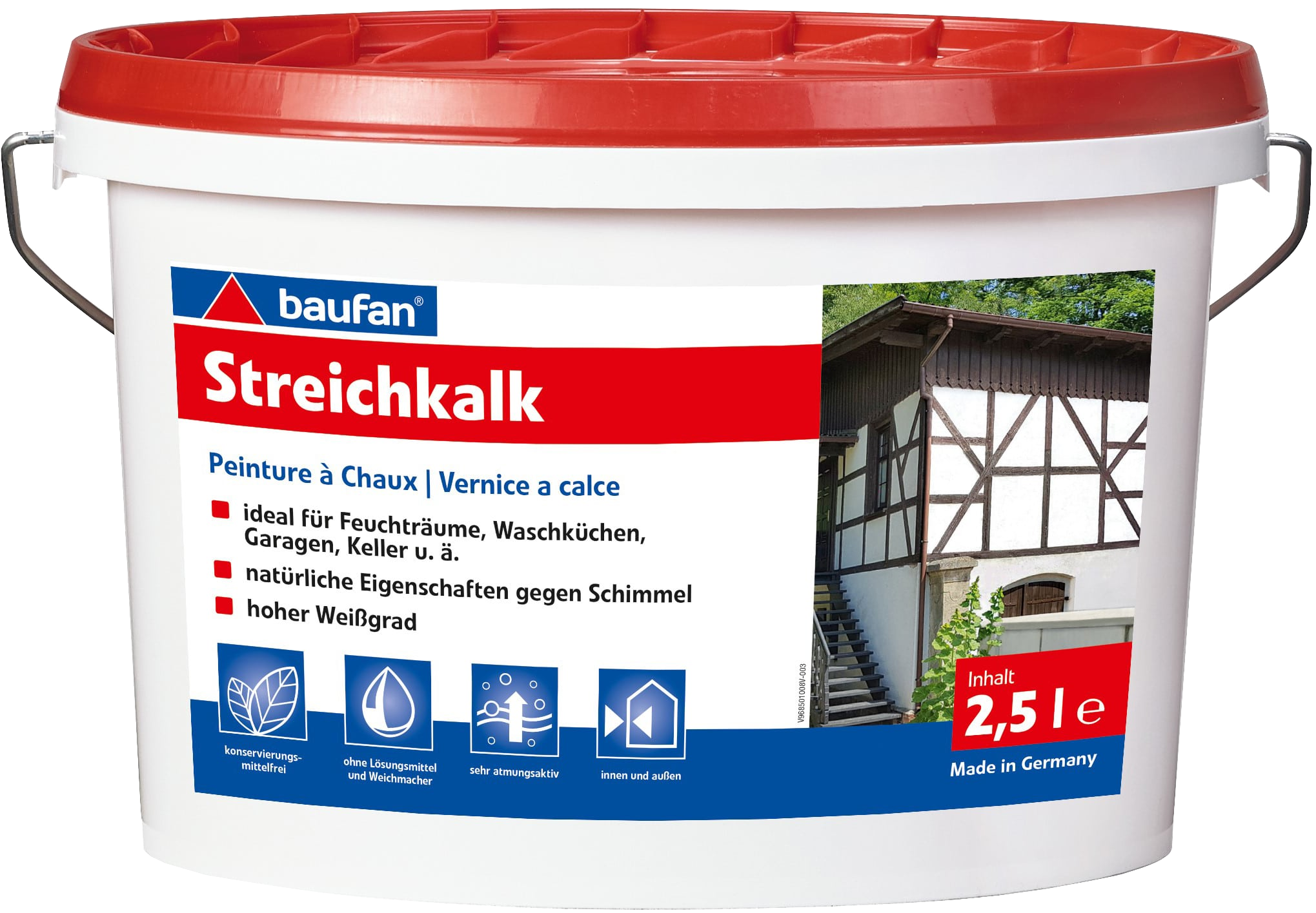 2,5 Liter BAUFAN Streichkalk, für innen und geschü
