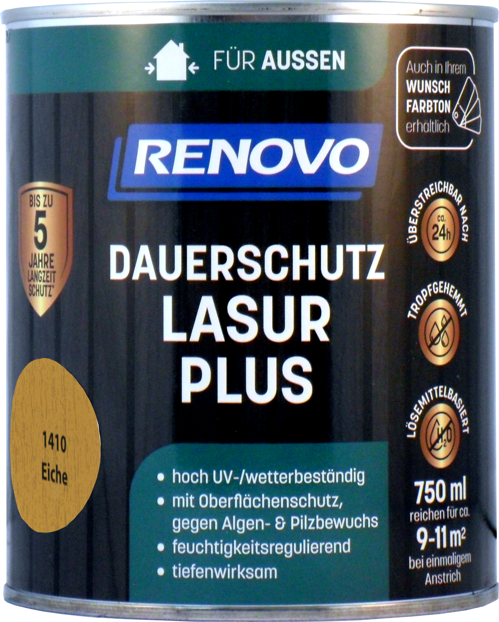750ml Renovo Dauerschutzlasur PLUS Nr.1410 eiche