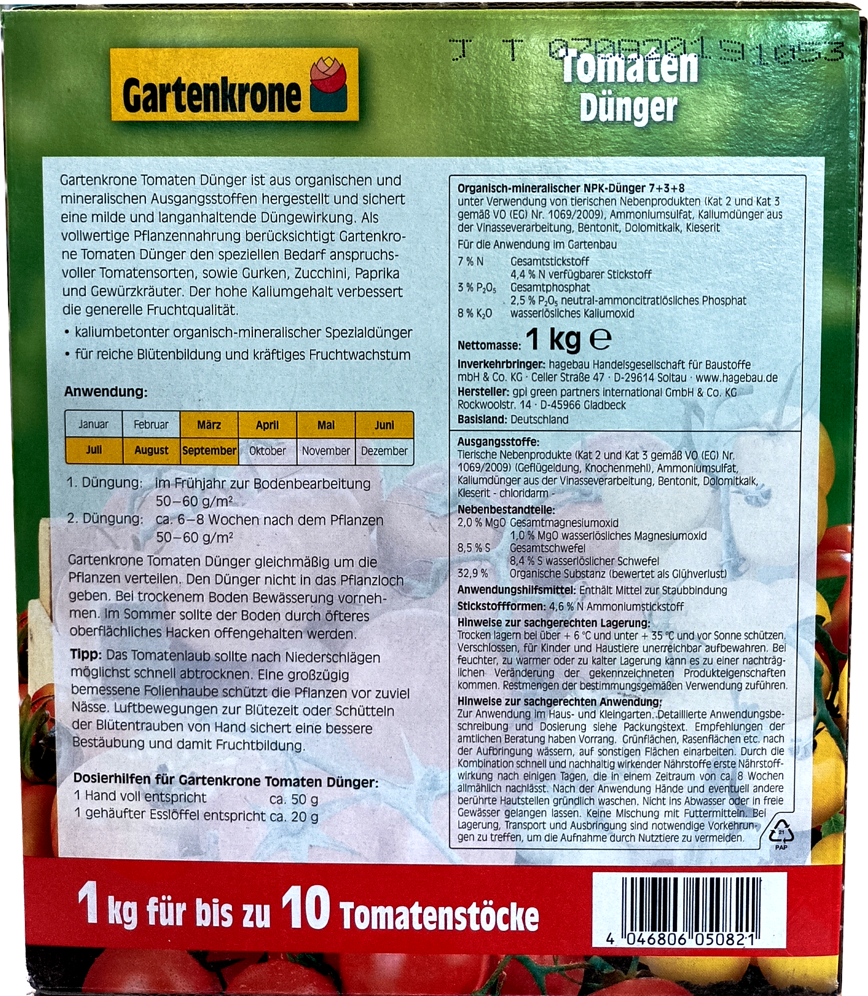 1kg Gartenkrone Tomatendünger