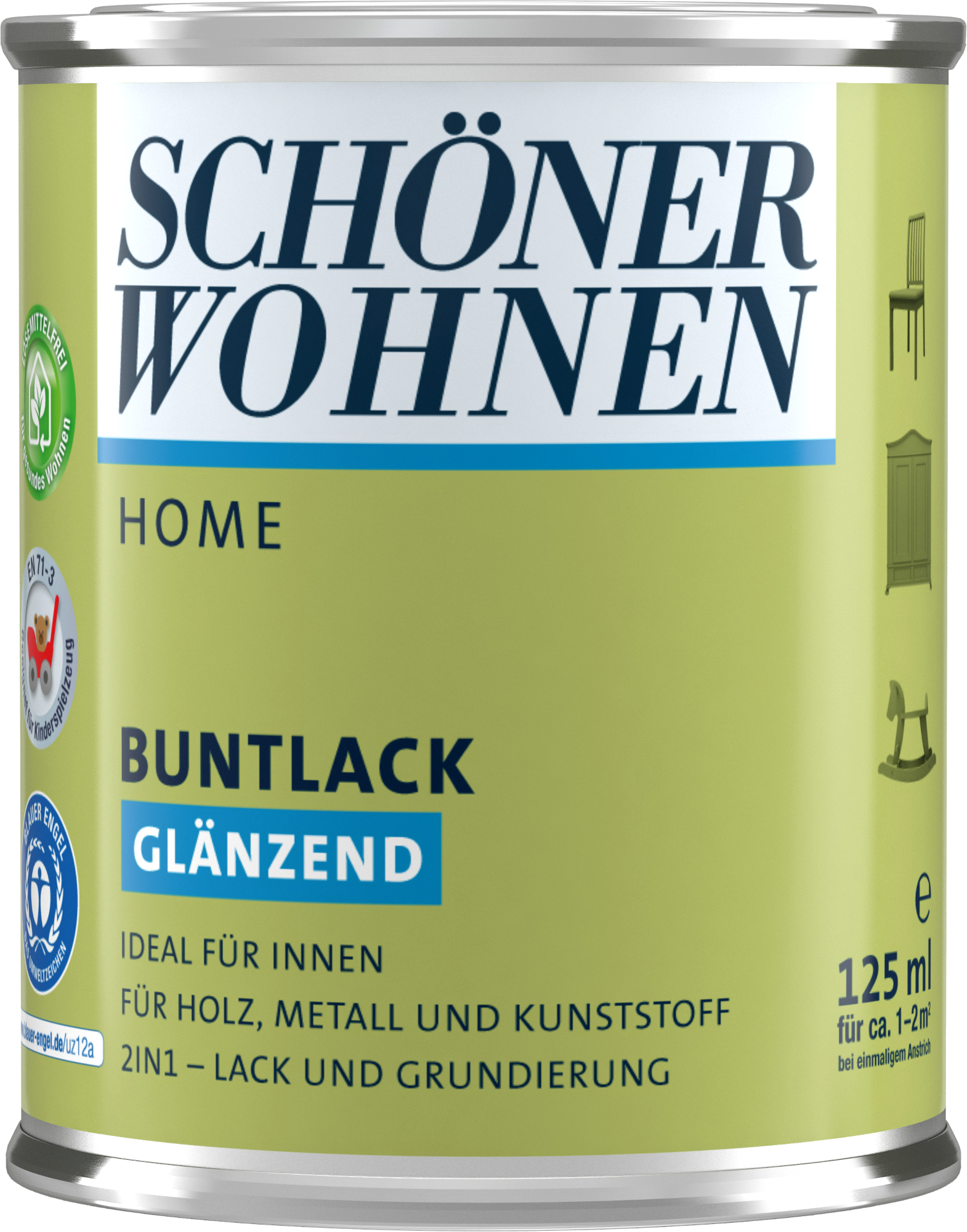 125ml Schöner Wohnen Home Buntlack glänzend, 9900 Schwarz