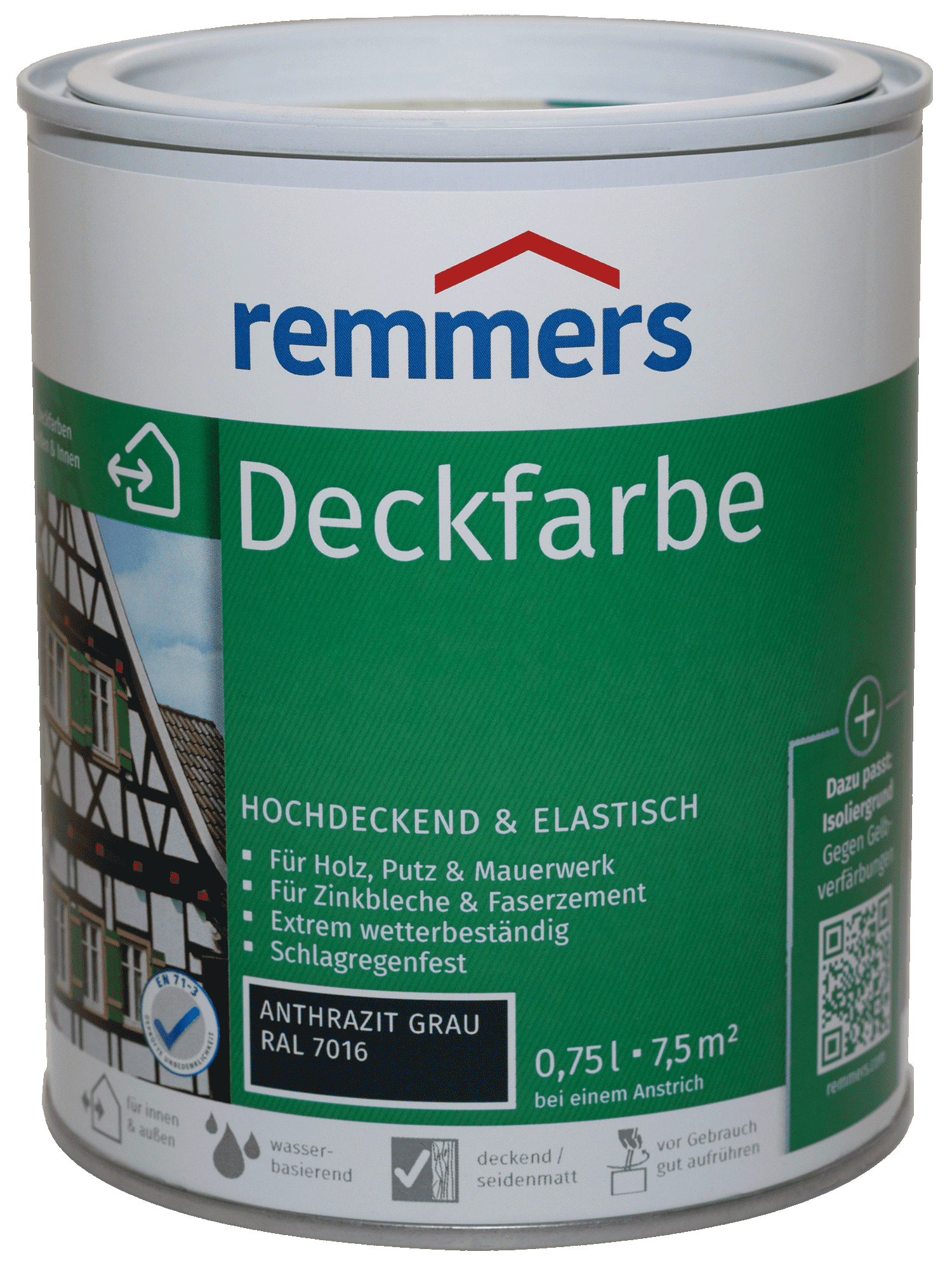 750ml Remmers Deckfarbe Anthrazitgrau