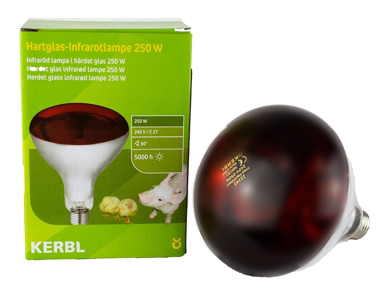 250 Watt Hartglas- Infrarotstrahler Euro Farm