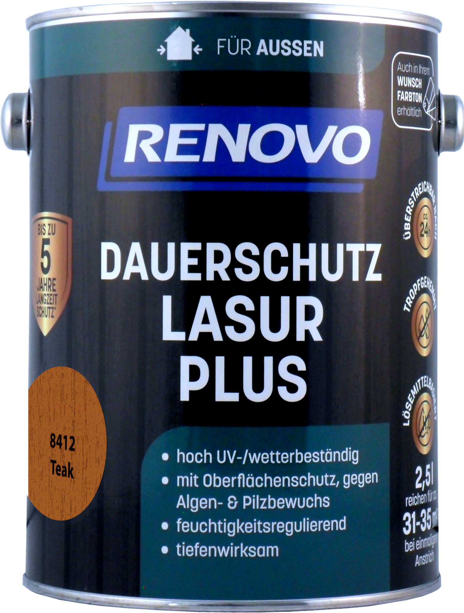 2,5L Renovo Dauerschutzlasur PLUS Nr.8412 teak