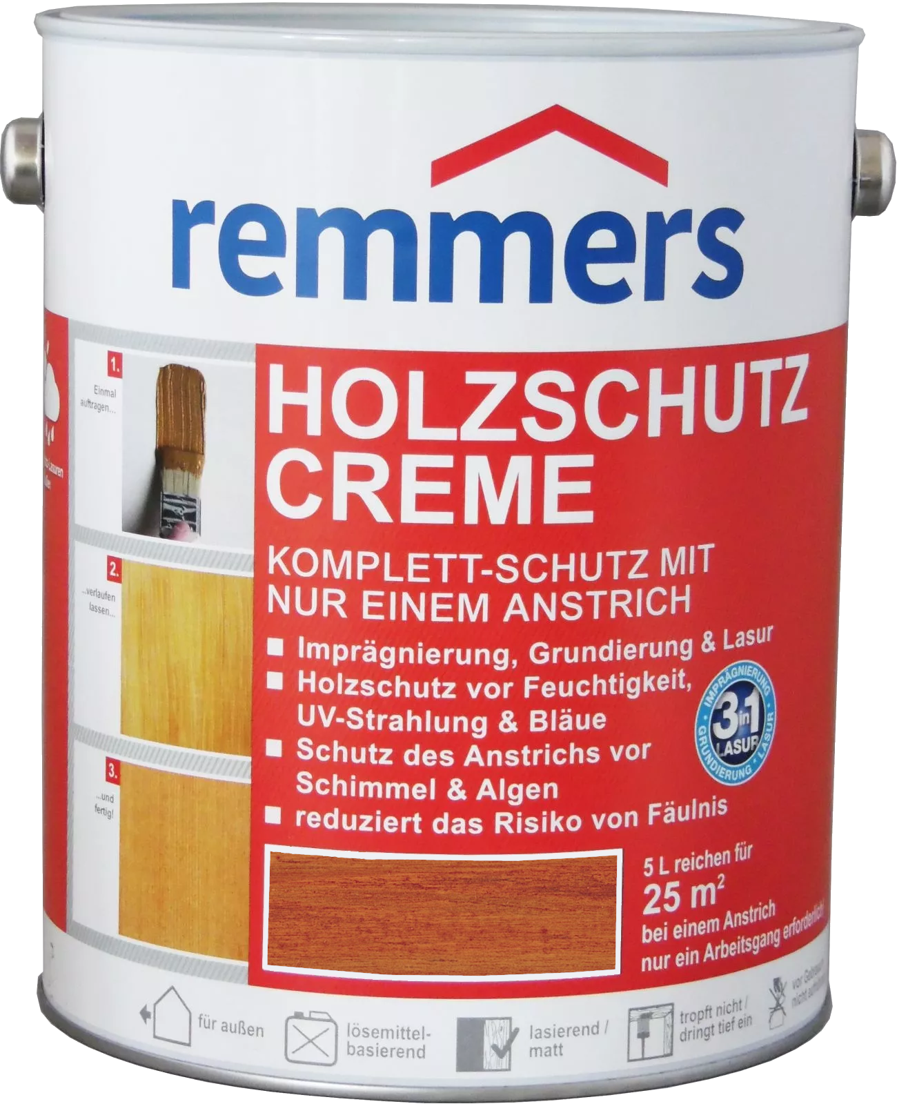 2,5L Remmers Holzschutz Creme Mahagoni