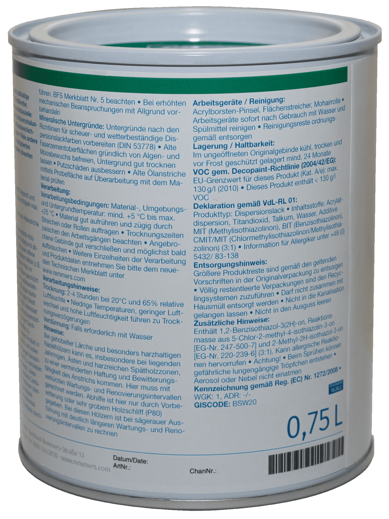 750ml Remmers Deckfarbe weiß Wetterschutzfarbe
